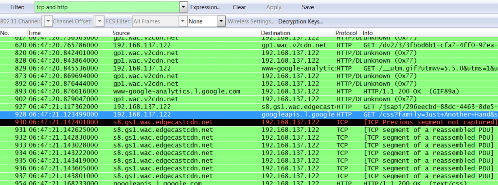 use wireshark to capture all network traffic